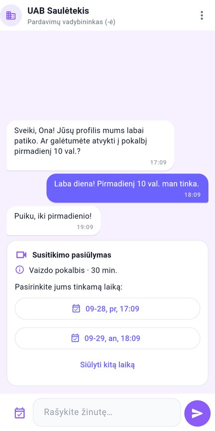 Pokalbis ir susitikimo derinimas